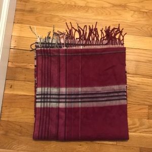 Wine purple plaid print scarf